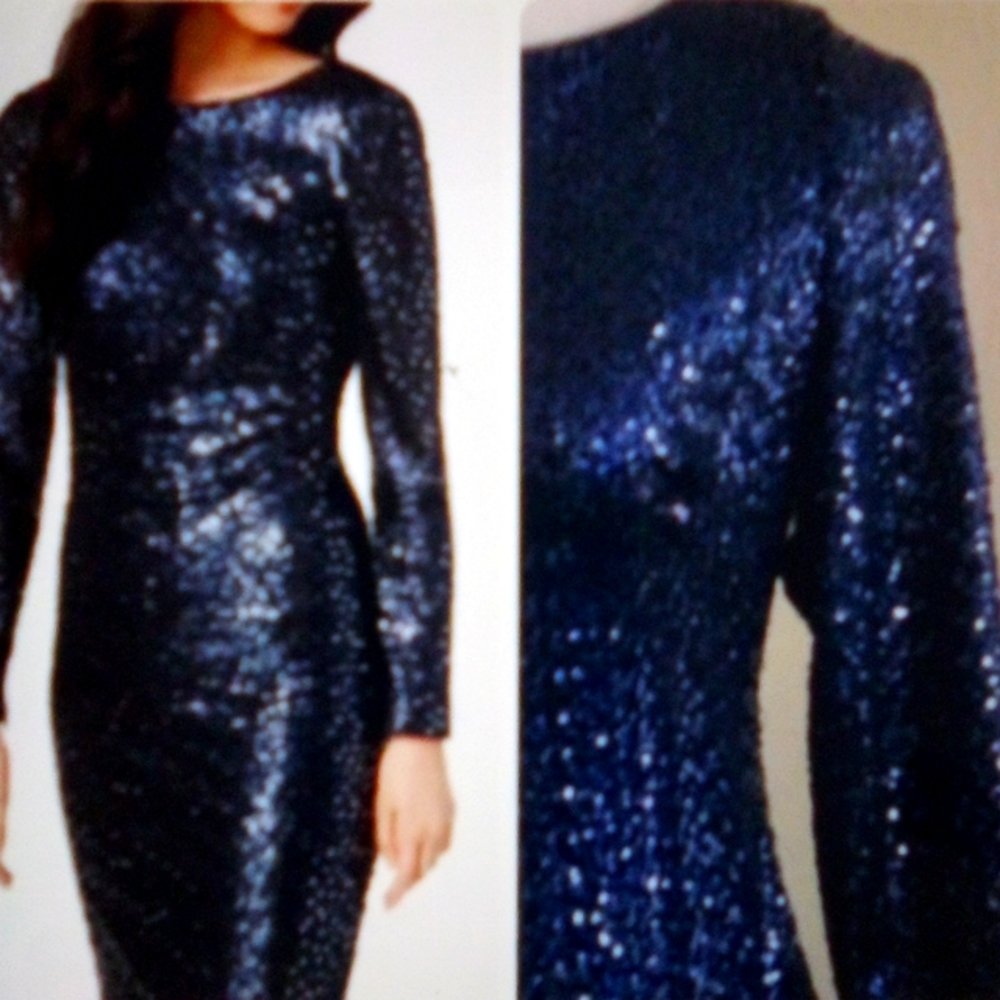 Lauren by Ralph Lauren Evening Navy Shine Sequin dress